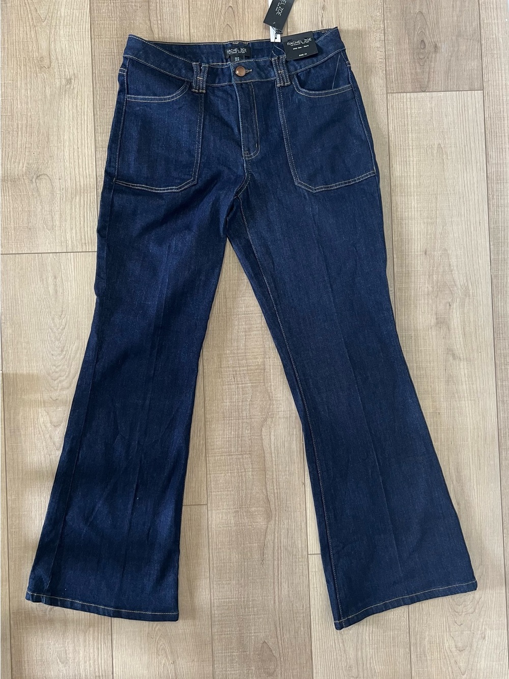 Rachel Zoe Dark Blue Mid-Rise Flare Leg Jeans